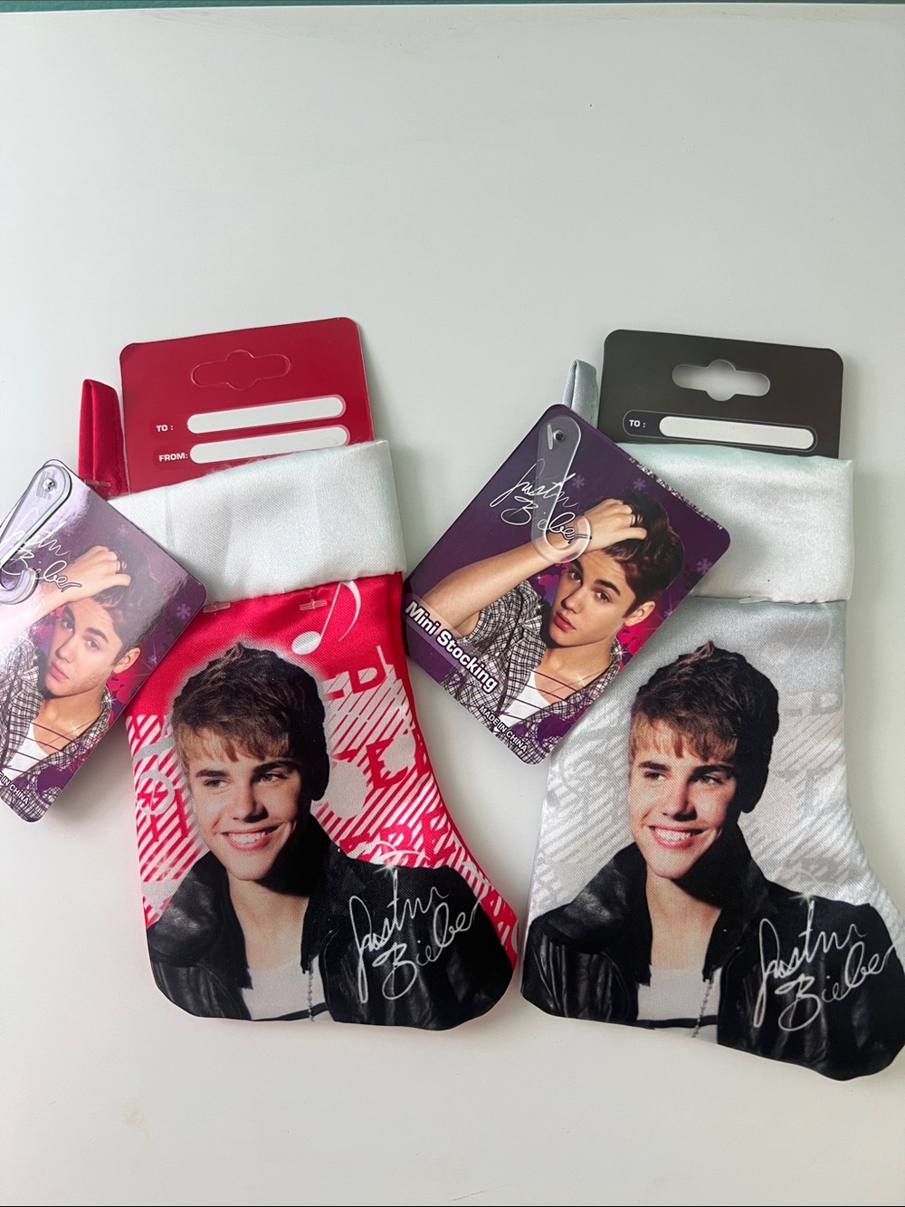NWT. Set of two (2) Justin Bieber Mini Stockings